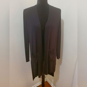 DKNY High Low Black Sweater S/P Open Front Wrap